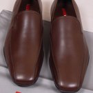 PRADA SPORT SHOES $525 BROWN LOGO VAMP ICONIC SOLE SOFTCALF LOAFER 8 41e NEW