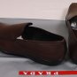 PRADA SPORT SHOES $525 BROWN LOGO VAMP ICONIC SOLE SOFTCALF LOAFER 8 41e NEW
