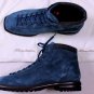 SANTONI SHOES $695 SLATE BLUE SUEDE LUG SOLE PAD ANKLE HIKING BOOT 11.5 44.5 NEW