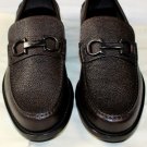 SALVATORE FERRAGAMO SHOES $650 BROWN GANCINI ORNAMENT VAMP LOAFER 10.5 43.5e NEW