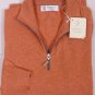BRUNELLO CUCINELLI SWEATER ORANGE 100%CASHMERE 1/2 ZIP PULLOVER JUMPER M 50 NEW