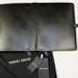 GIORGIO ARMANI BUSINESS CASE $1090 DK BROWN SAFFIANO LEATHER LOGO ORNAMENTED NEW