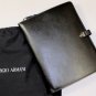 GIORGIO ARMANI BUSINESS CASE $1090 DK BROWN SAFFIANO LEATHER LOGO ORNAMENTED NEW