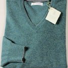 BRUNELLO CUCINELLI SWEATER SEAFOAM GREEN 100%CASHMERE V-NECK JUMPER XXL 56e NEW