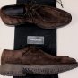 ZEGNA SHOES $690 DARK BROWN SUEDE SPLIT TOE LACE UP GUM SOLE DERBY 9 42e NEW