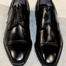 BRIONI SHOES $1280 BLACK CALFSKIN CAPTOE STITCHED HANDMADE DERBY 10 43e NEW