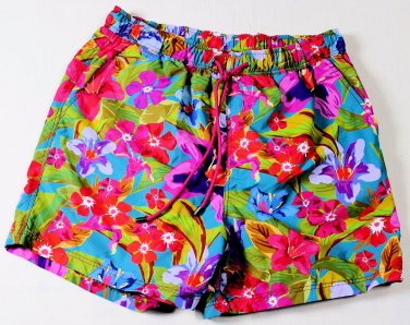 ETRO SWIM TRUNKS $345 BLUE/RED FLORAL LOGO TROPIC BEACHWEAR SWIMSUIT MED 50e NEW