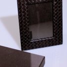 BOTTEGA VENETA PHOTO FRAME $540 BROWN INTRECCIATO WOVEN LEATHER SMALL FRAME NEW