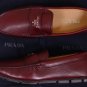 PRADA SHOES $690 BORDEAUX GRAINED CALFSKIN LOGO ORNAMENTED VAMP DRIVER 9 42 NEW