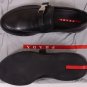 PRADA SPORT SHOES $595 BLACK CALF LOGO BUCKLE VAMP LOGO SOLE LOAFER 9.5 42.5 NEW