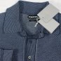 TOM FORD POLO $990 BLUE/GRAY WOVEN COTTON 4-BTN LONG SLV COUTURE POLO M 50 NEW