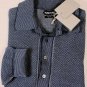 TOM FORD POLO $990 BLUE/GRAY WOVEN COTTON 4-BTN LONG SLV COUTURE POLO M 50 NEW