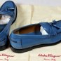 SALVATORE FERRAGAMO SHOES $720 AZURE BLUE TASSELED VAMP LOAFER 10D 43e NEW