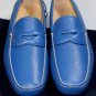 PRADA SHOES $620 BLUE LOGO ORNAMENTED CONTRAST STITCH PENNY DRIVER 9 42e NEW