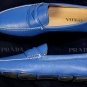 PRADA SHOES $620 BLUE LOGO ORNAMENTED CONTRAST STITCH PENNY DRIVER 9 42e NEW