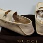 GUCCI SHOES $545 SAND LOGO BAMBOO HORSEBIT ORNAMENTED VAMP DRIVER 10.5 43.5 NEW