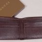 GUCCI WALLET $325 DARK BORDEAUX PEBBLE GRAIN LOGO CREST EMBOSSED BILL FOLD NEW