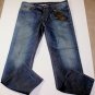 GUCCI JEANS $640 DK WASH WHISKER SPOT FADE LOGO EMBOSS LOW RISE DENIM 34 50 NEW
