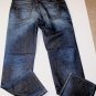 GUCCI JEANS $640 DK WASH WHISKER SPOT FADE LOGO EMBOSS LOW RISE DENIM 34 50 NEW