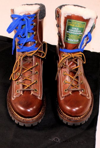 DSQUARED2 SHOES $1050 DARK BROWN LOGO ORNAMENTED LUG SOLE WINTER BOOT 10 43 NEW