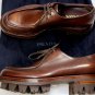 PRADA SHOES $1250 BROWN BRUSHED CALF SAWTOOTH LUG SOLE RUNWAY DERBY 9.5 42.5 NEW