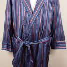 DEREK ROSE ROBE $1200 NAVY COLOR STRIPED 100%WOVEN SILK DRESSING GOWN XL 54e NEW