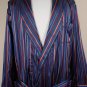 DEREK ROSE ROBE $1200 NAVY COLOR STRIPED 100%WOVEN SILK DRESSING GOWN XL 54e NEW