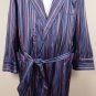 DEREK ROSE ROBE $1200 NAVY COLOR STRIPED 100%WOVEN SILK DRESSING GOWN XL 54e NEW