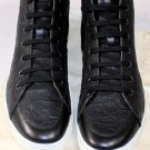 SALVATORE FERRAGAMO SHOES $595 BLACK LOGO GANCINI EMBOSSED TRAINER 8.5 41.5e NEW