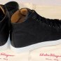 SALVATORE FERRAGAMO SHOES $595 BLACK LOGO GANCINI EMBOSSED TRAINER 8.5 41.5e NEW