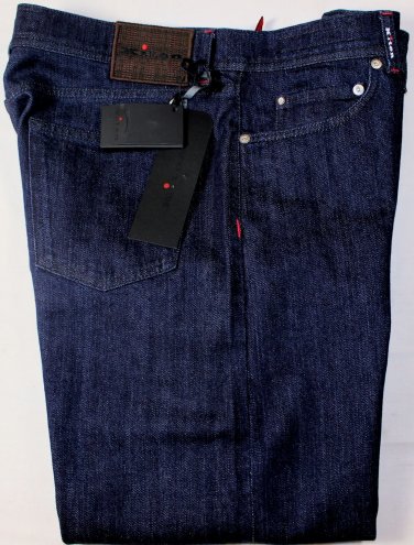 KITON JEANS $995 DK WASH SCRATCH FADE LOGO EMBROIDERED DENIM 34/34 50e NEW