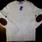 RALPH LAUREN PURPLE LABEL SWEATER $1795 GRAY 100%CASHMERE BUTTON NECK M 50 NEW