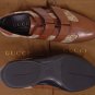 GUCCI SHOES $495 BROWN LOGO EMBOSSED GUCCISSIMA DUAL STRAP TRAINER 10 43e NEW
