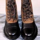 PRADA SPORT SHOES $590 BLACK/TAN LEATHER/SUEDE LOGO EMBOSSED BOOT 10.5 43.5e NEW