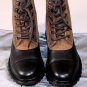 PRADA SPORT SHOES $590 BLACK/TAN LEATHER/SUEDE LOGO EMBOSSED BOOT 10.5 43.5e NEW