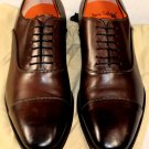 SANTONI SHOES $990 DARK BROWN CALF CAPTOE HANDMADE GOODYEAR OXFORDS 12 45 NEW