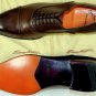 SANTONI SHOES $990 DARK BROWN CALF CAPTOE HANDMADE GOODYEAR OXFORDS 12 45 NEW