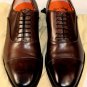 SANTONI SHOES $990 DARK BROWN CALF CAPTOE HANDMADE GOODYEAR OXFORDS 12 45 NEW