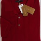 GUCCI POLO $735 RED WOVEN FRONT WOOL COUTURE 3-BTN LOGO POLO SHIRT XL 54e NEW