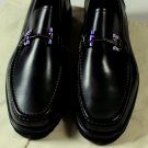 SALVATORE FERRAGAMO SHOES $590 BLACK LOGO GANCINI VAMP LOAFER 10EEE 43e NEW