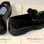 SALVATORE FERRAGAMO SHOES $590 BLACK LOGO GANCINI VAMP LOAFER 10EEE 43e NEW