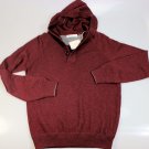 BRUNELLO CUCINELLI $1840 MERLOT 100%CASHMERE 2-BTN HOODED SWEATER MED 50e NEW