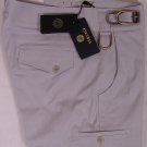 VERSACE PANTS $650 GRAY BRASS BUCKLE BELTED COUTURE SLACKS TROUSERS 34 50e NEW