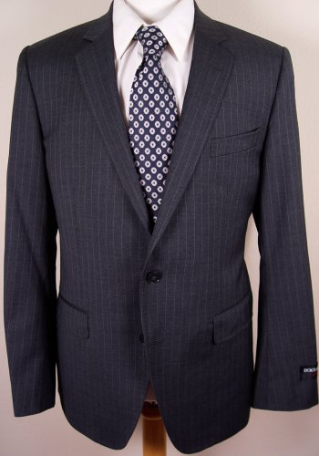 DOLCE & GABBANA SUIT $1895 DARK GRAY 2-BTN PINSTRIPE 100%WOOL SUIT 40C 50e NEW