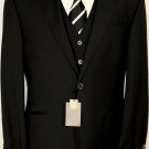 CORNELIANI SUIT $2495 BLACK WOOL/MOHAIR 2-BTN VESTED 3PC ACTUEL SUIT 42R 52 NEW