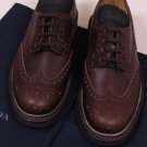 PRADA SHOES $690 BROWN COMMANDO SOLE WINGTIP TOE ORNAMNETED OXFORD 7.5 40.5e NEW