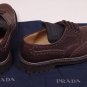 PRADA SHOES $690 BROWN COMMANDO SOLE WINGTIP TOE ORNAMNETED OXFORD 7.5 40.5e NEW