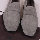 CESARE PACIOTTI SHOES $650 GRAY FLORAL PATTERN LEATHER LOGO LOAFER 10 43e NEW