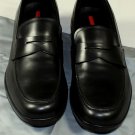 PRADA SHOES $595 BLACK LOGO PENNY VAMP ICONIC SOLE OLD NATURAL LOAFER 7 40e NEW