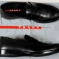 PRADA SHOES $595 BLACK LOGO PENNY VAMP ICONIC SOLE OLD NATURAL LOAFER 7 40e NEW